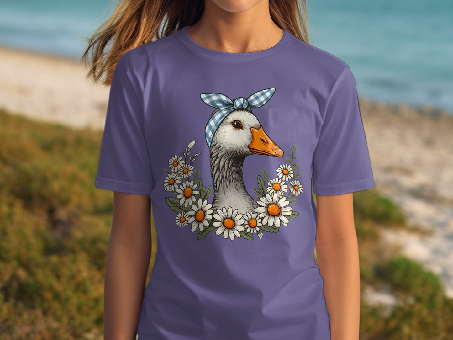 Charming Goose in Floral Frame Graphic Tee