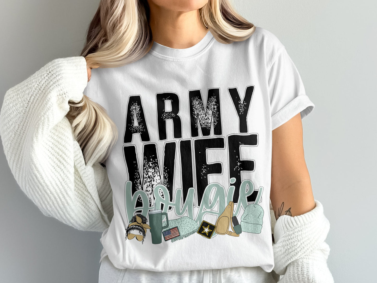 Stylish Army Wife Bougie Graphic Tee Shirt