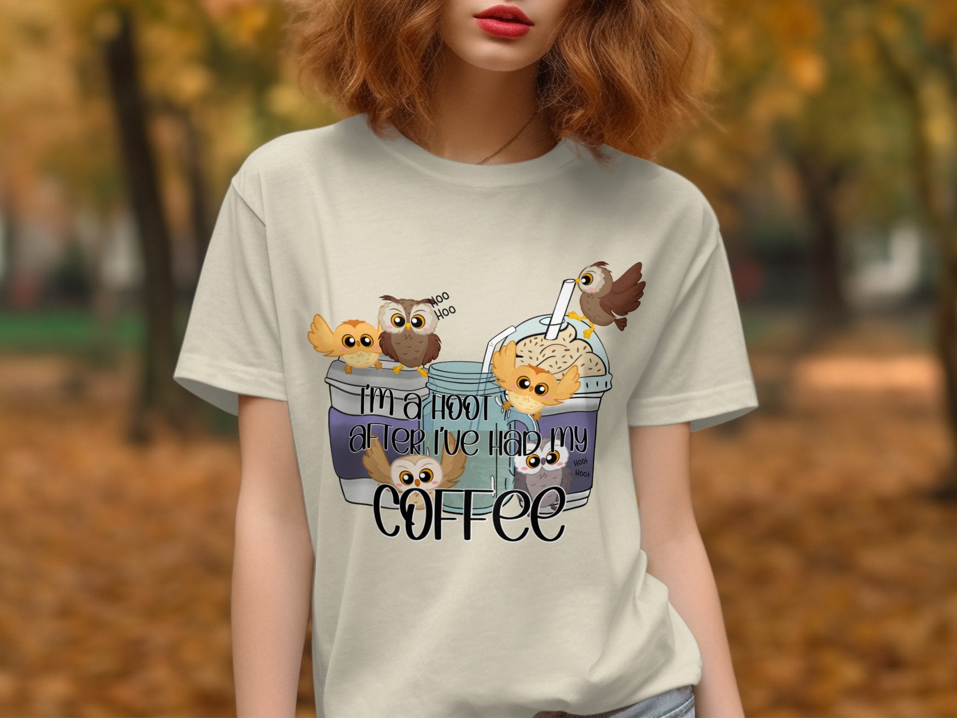 Funny Owl Hot T-Shirt Coffee Lovers Graphic Tee