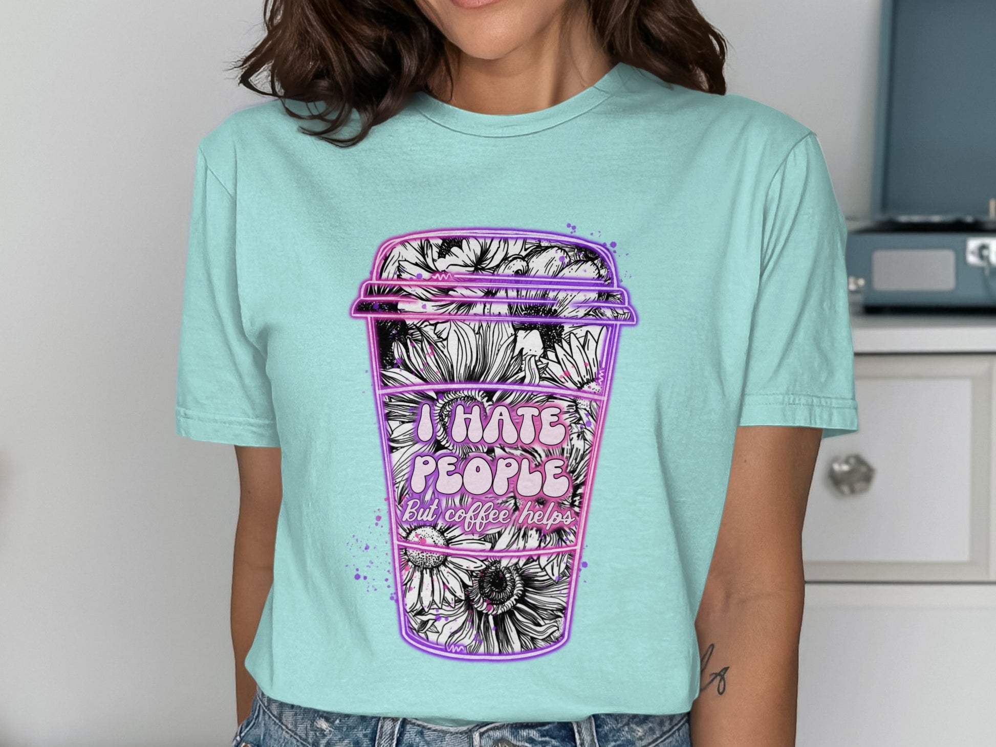 I Hate People But Coffee Helps Graphic T-Shirt