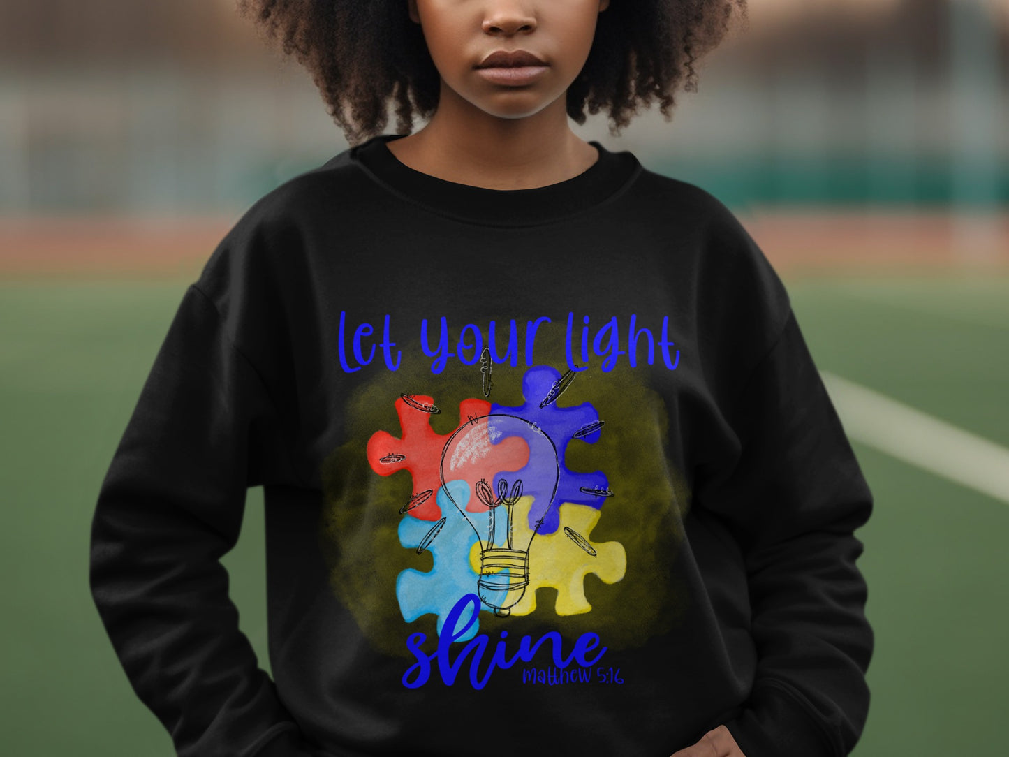 Let Your Light Shine Puzzle Graphic Sweatshirt