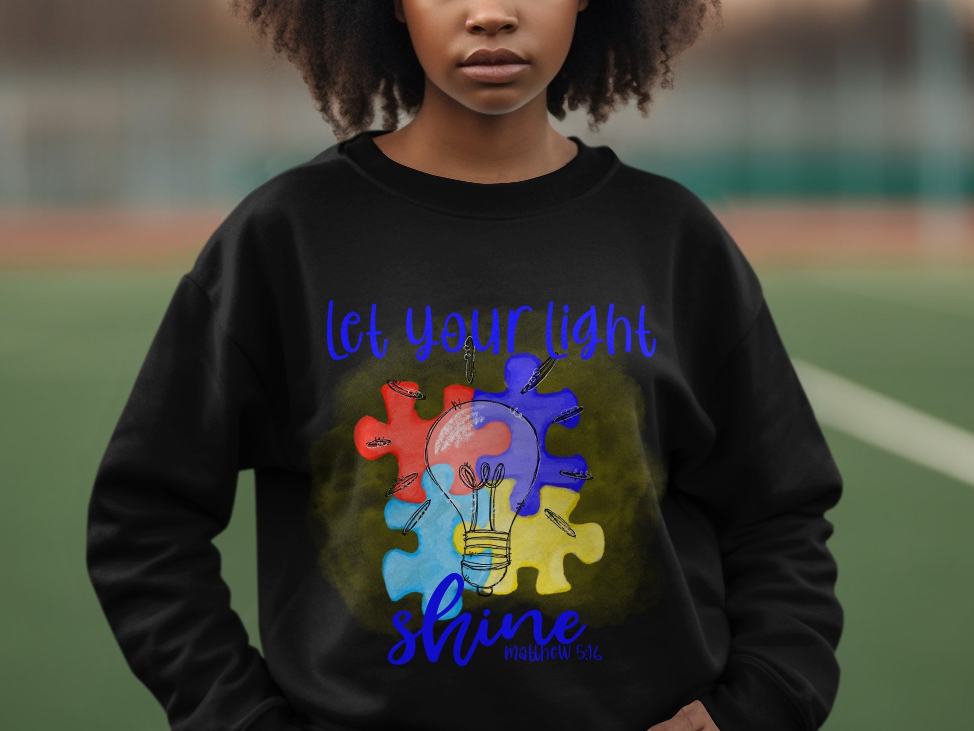 Let Your Light Shine Puzzle Graphic Sweatshirt