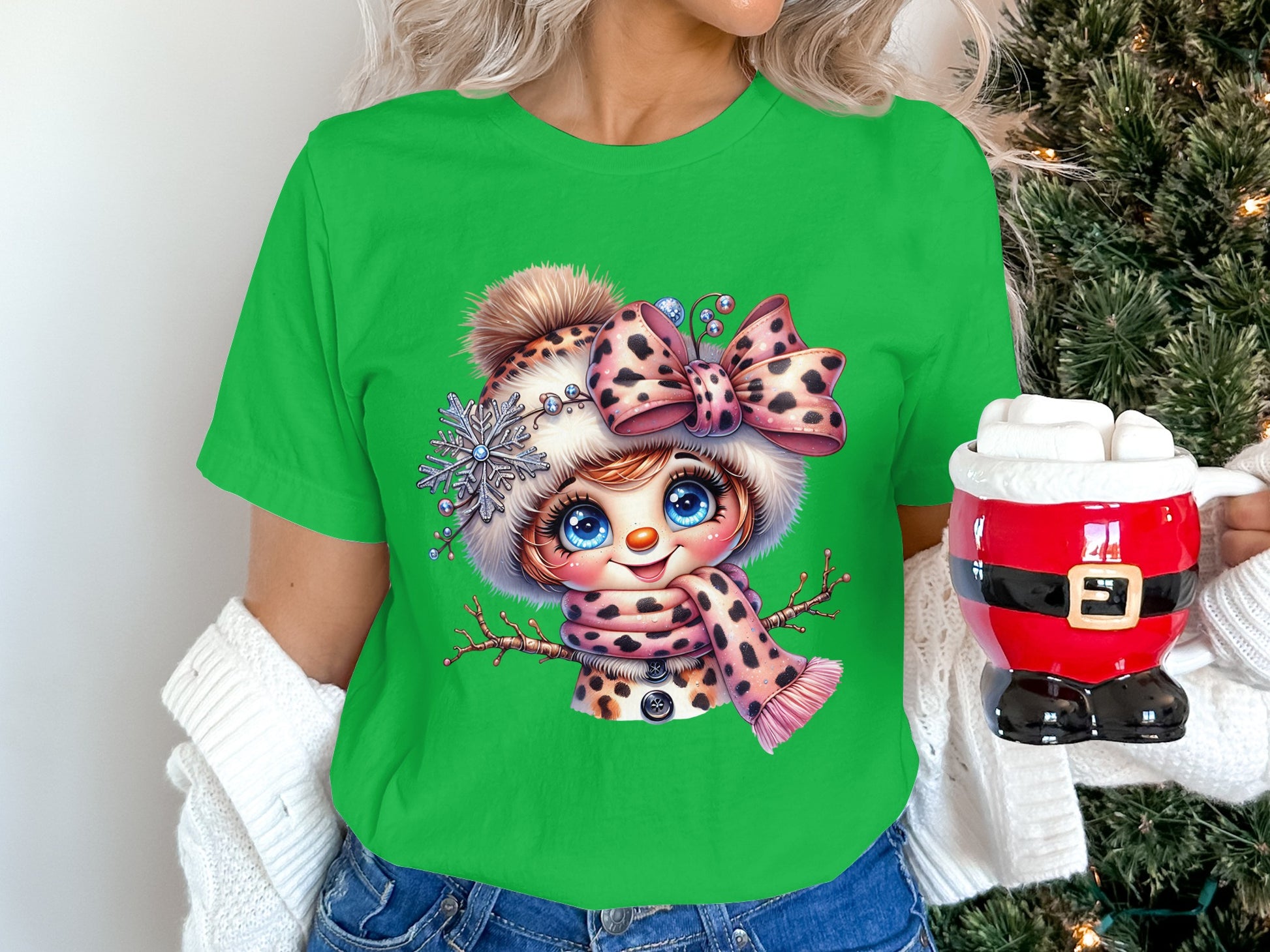 Adorable Winter Character in Festive Outfit T-shirt