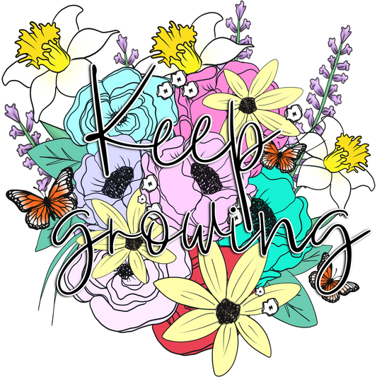 Colorful Floral Keep Growing Inspirational Artwork
