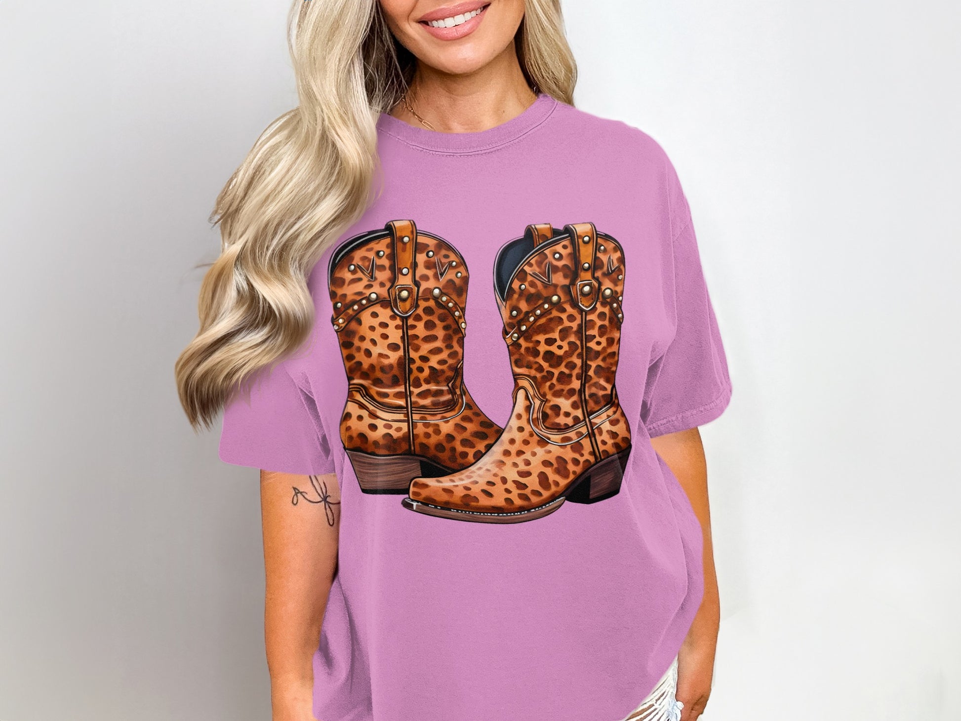 Leopard Print Cowgirl Boots Graphic T-Shirt