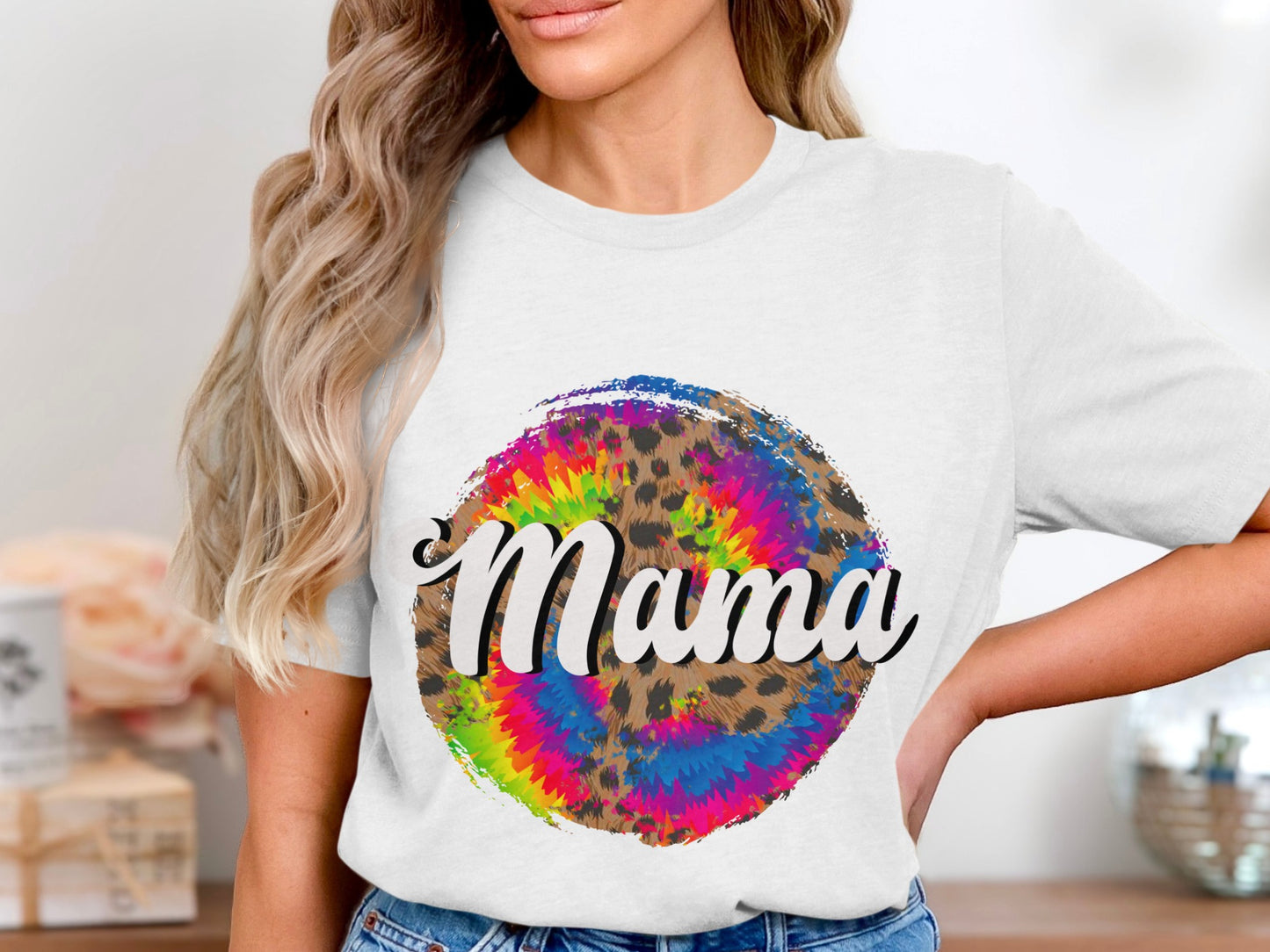 Mama Tie-Dye Leopard Graphic T-Shirt