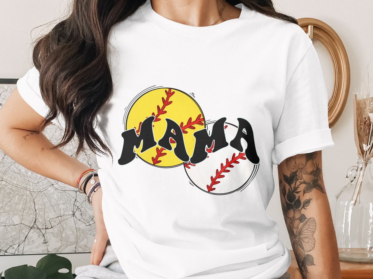 Stylish Mama Baseball Graphic Tee Shirt