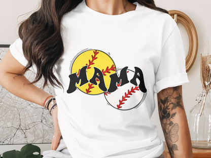 Stylish Mama Baseball Graphic Tee Shirt