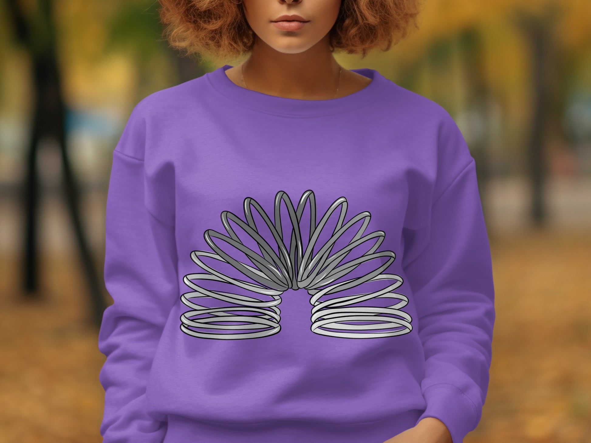 Vibrant Purple Sweatshirt with Intricate Spring Design