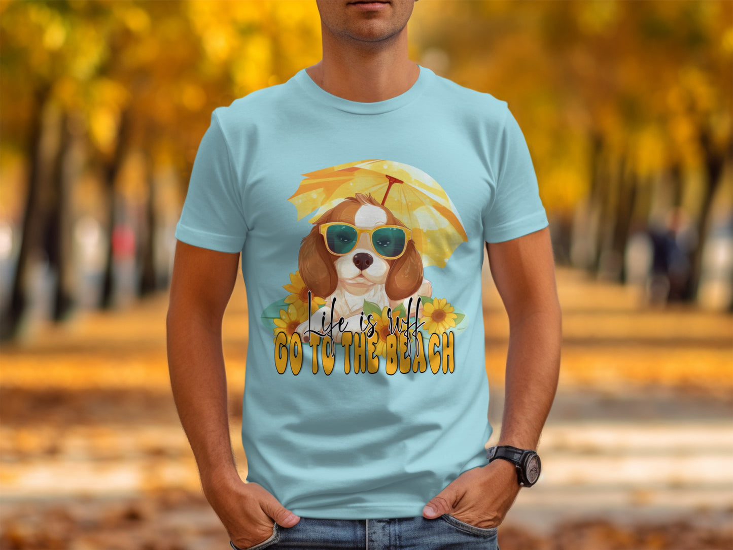 Dog Ready for the Beach Fun Graphic T-shirt
