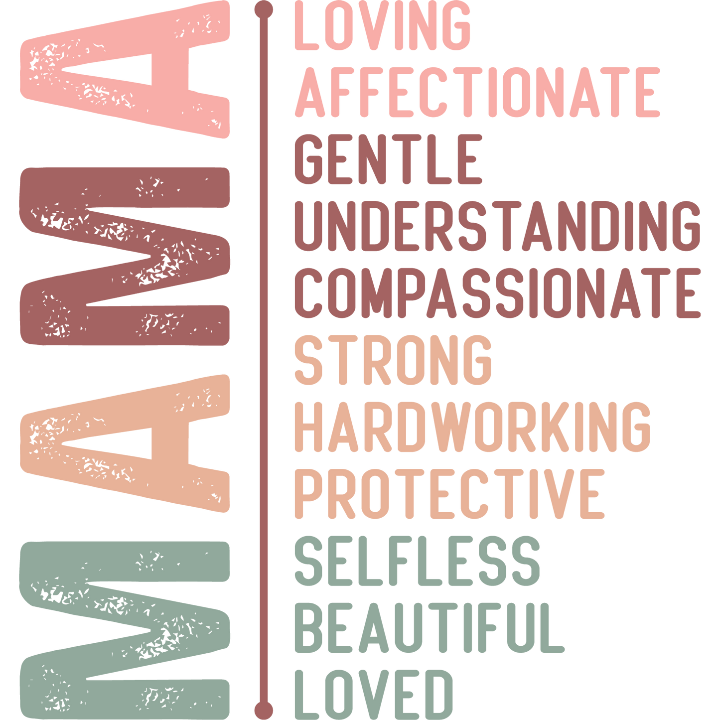 Mama Loving Affectionate Compassionate Strong Print