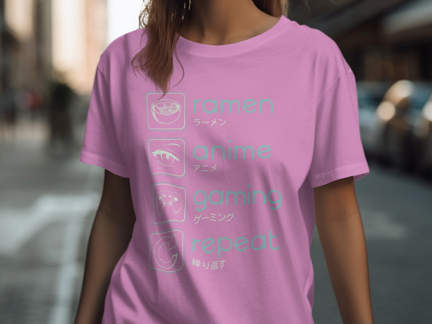 Ramen Anime Gaming Repeat Graphic Design T-Shirt