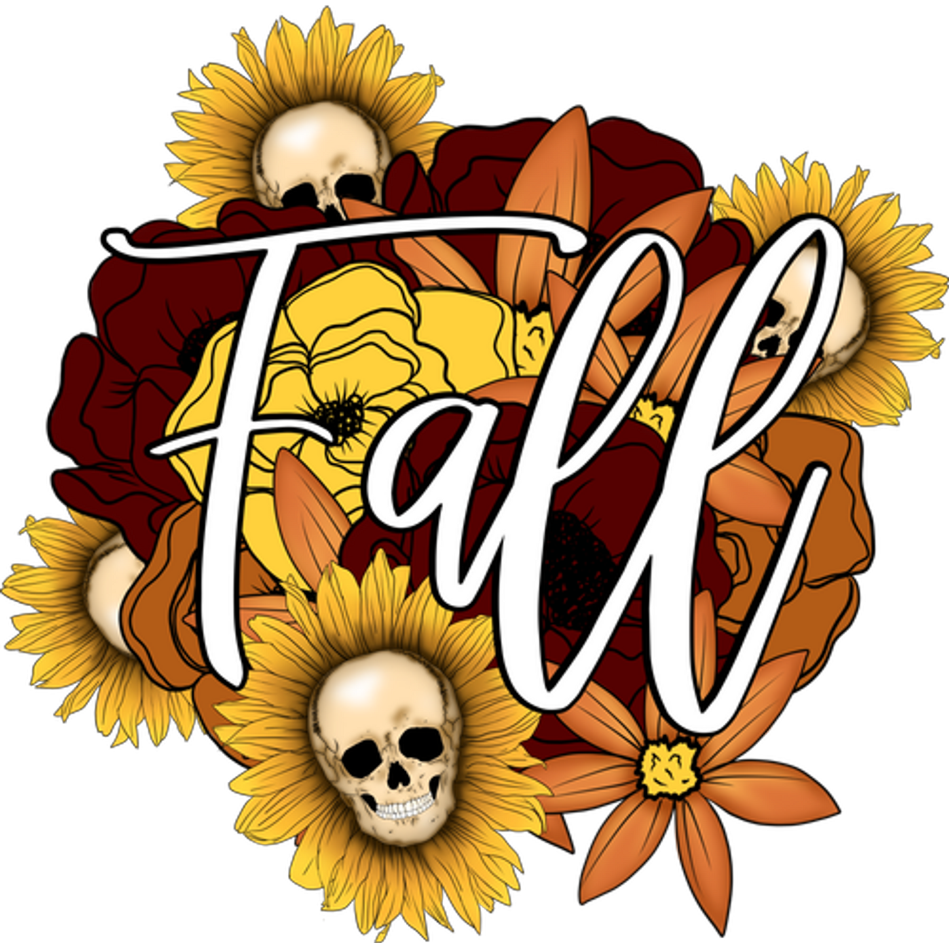 Fall Floral Skull Design for Seasonal Décor Product