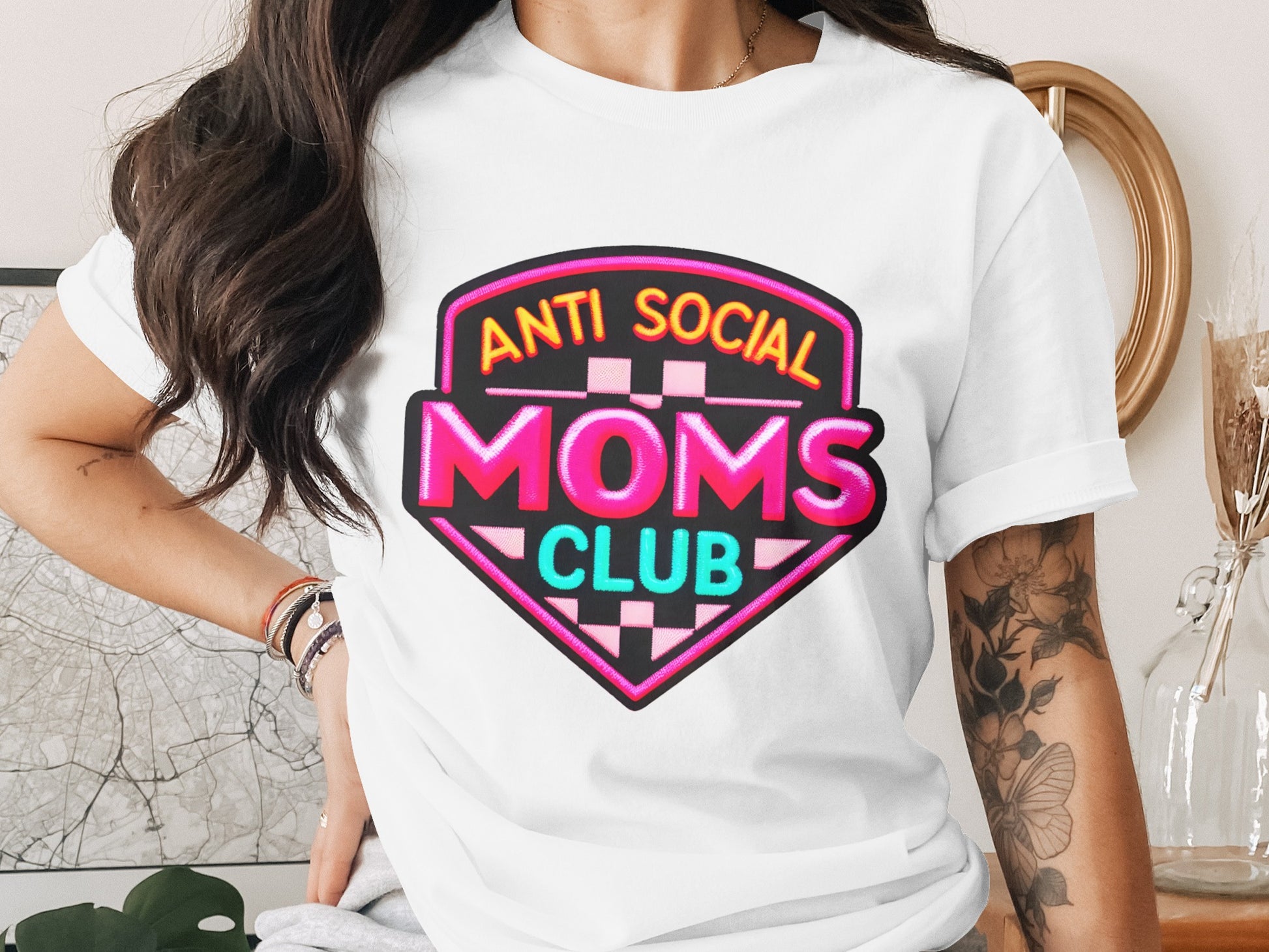 Vibrant Anti Social Moms Club Graphic Tee