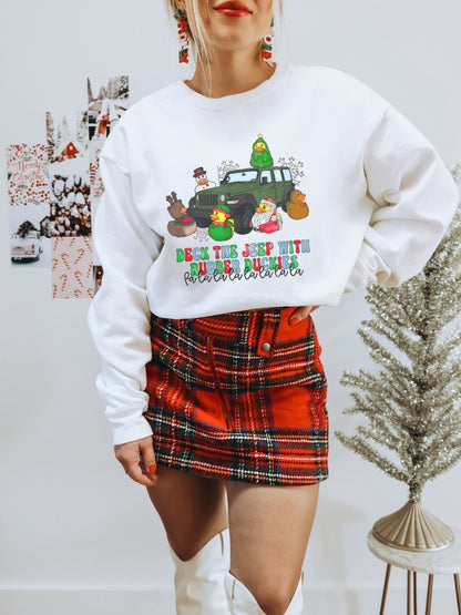 Deck The Jeep With Boughs Of Holly Holiday Sweatshirt