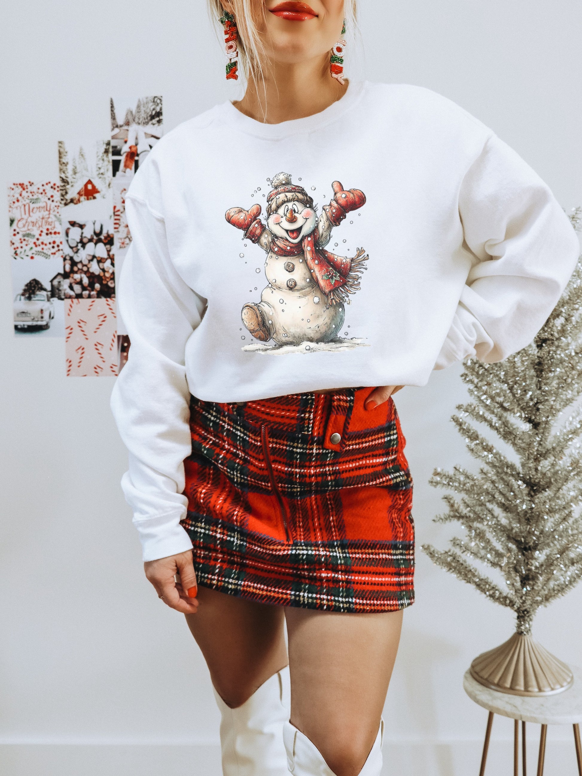 Festive Snowman Graphic Sweatshirt Winter Apparel