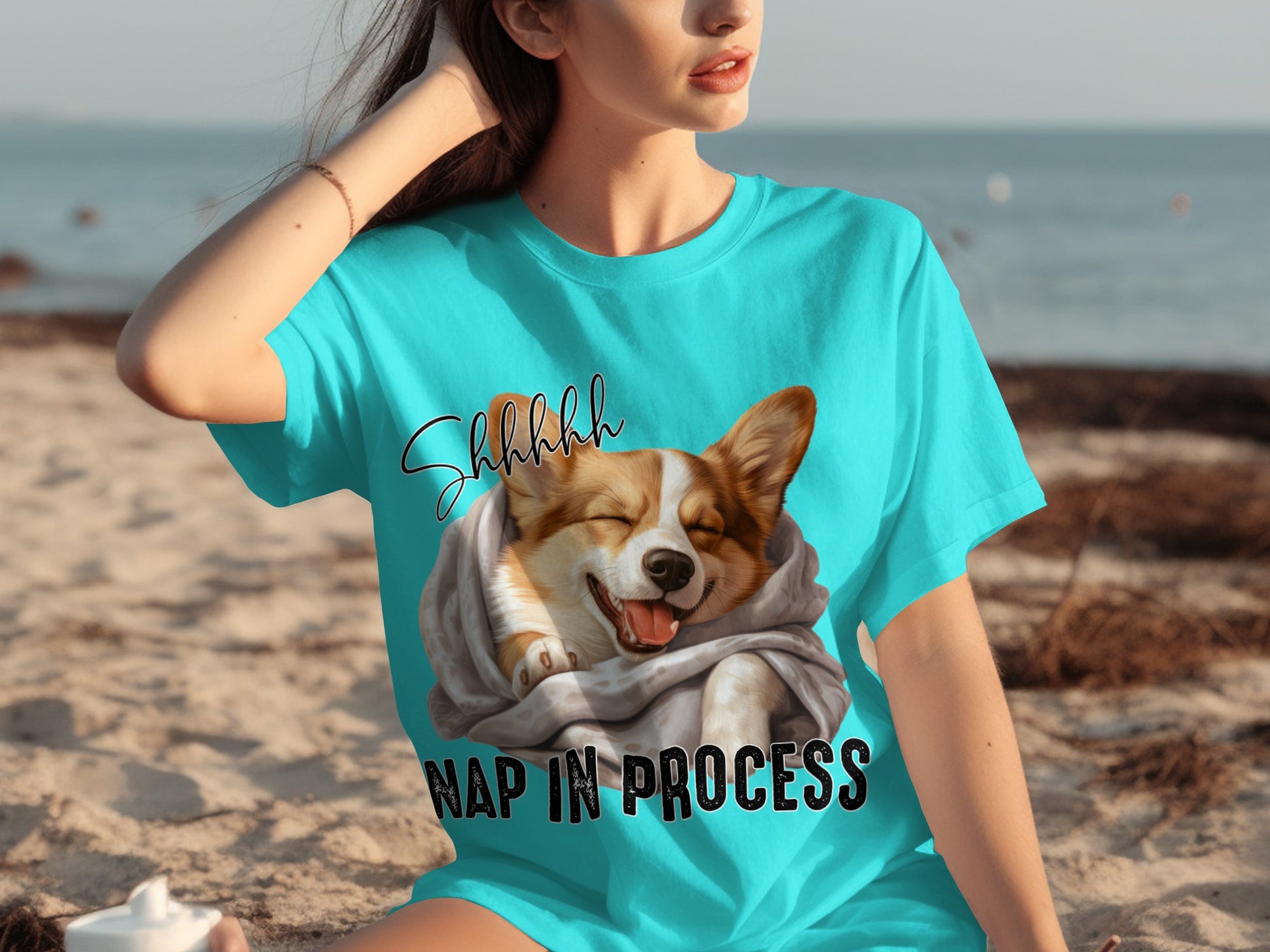 Shhhhh Nap in Process Dog Graphic T-Shirt