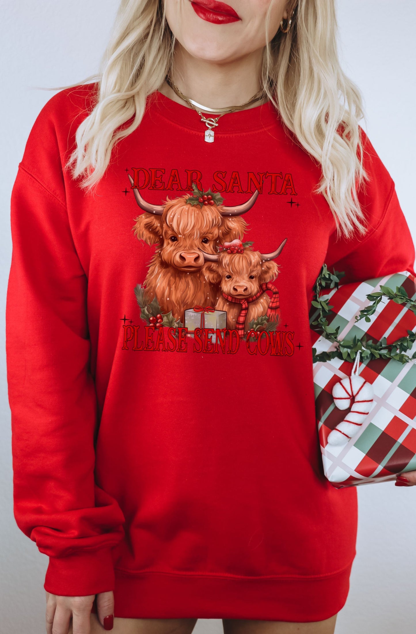 Dear Santa Please Send Cows Sweatshirt