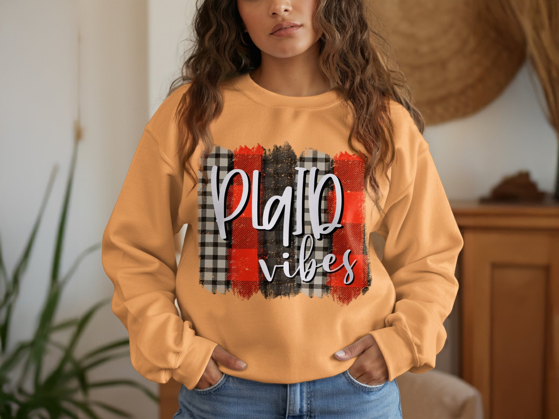 Plaid Vibes Sweatshirt with Colorful Checkered Design