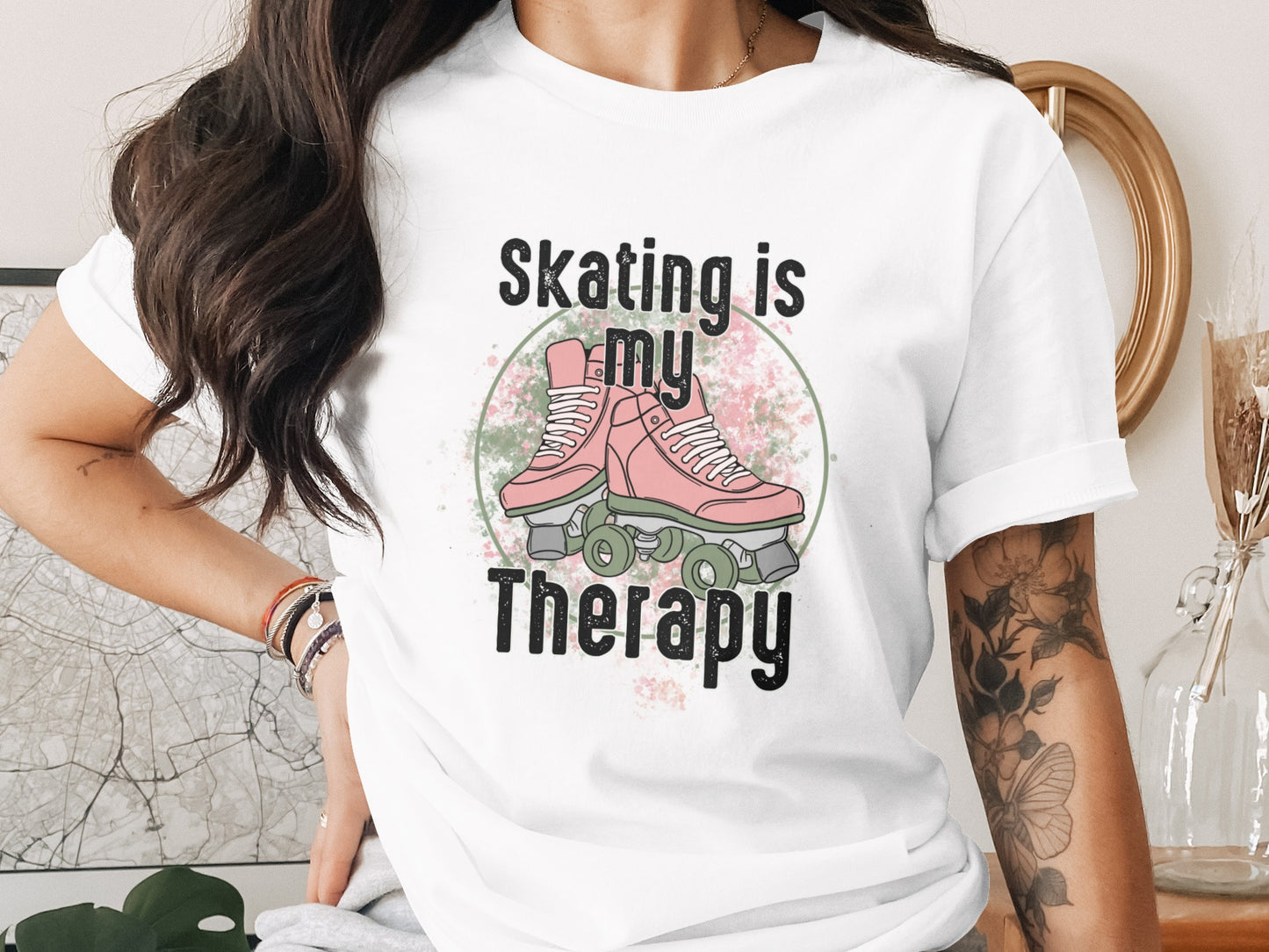 Skating is My Therapy Graphic Tee for Roller Skaters