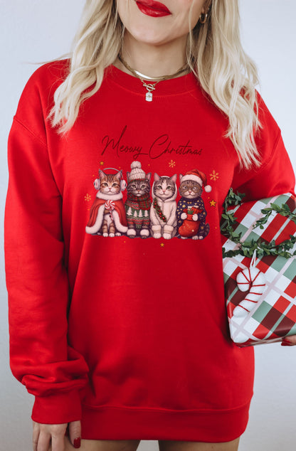 Merry Christmas Cute Cats Red Sweatshirt Product
