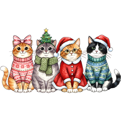 Adorable Cats in Festive Holiday Outfits illustration