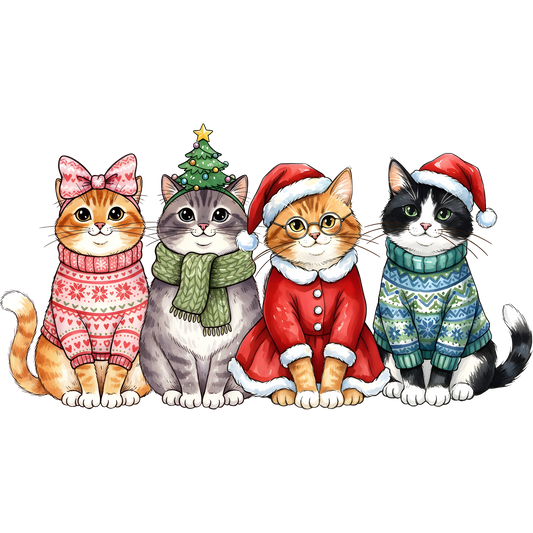 Adorable Cats in Festive Holiday Outfits illustration