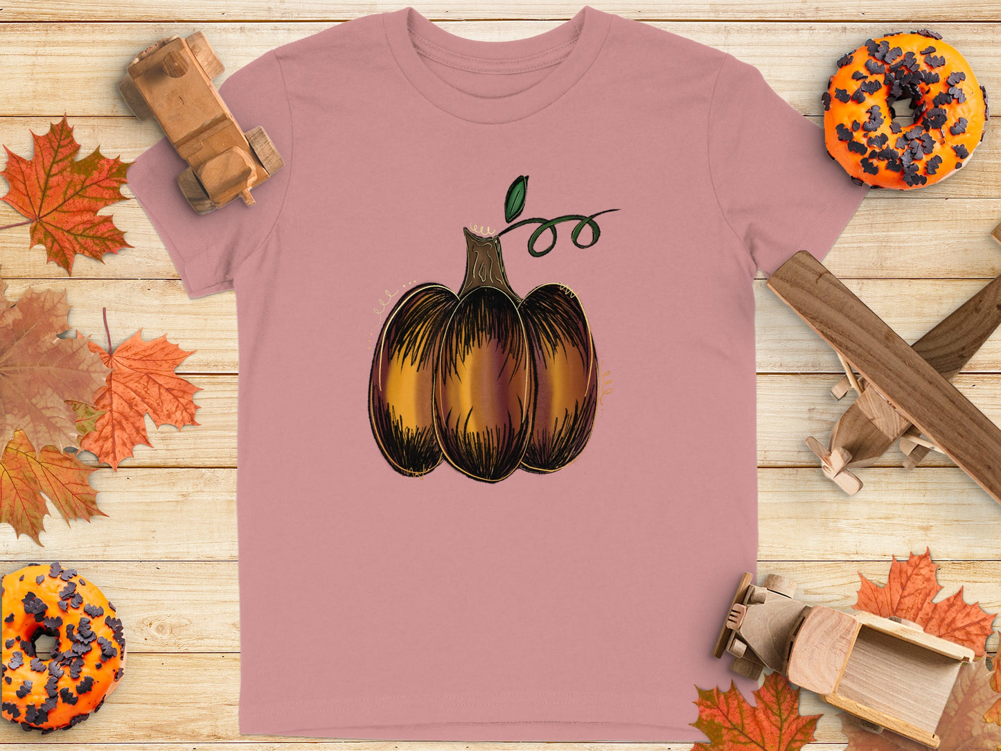 Fall Season Pumpkin Design T-Shirt for Autumn