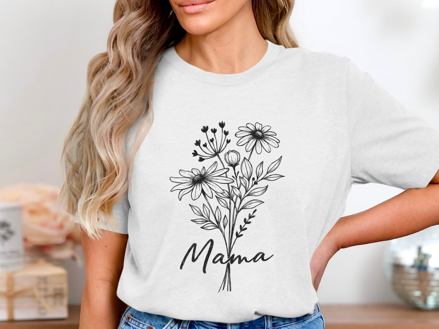 Mama Flowers Graphic T-Shirt for Women Casual Wear