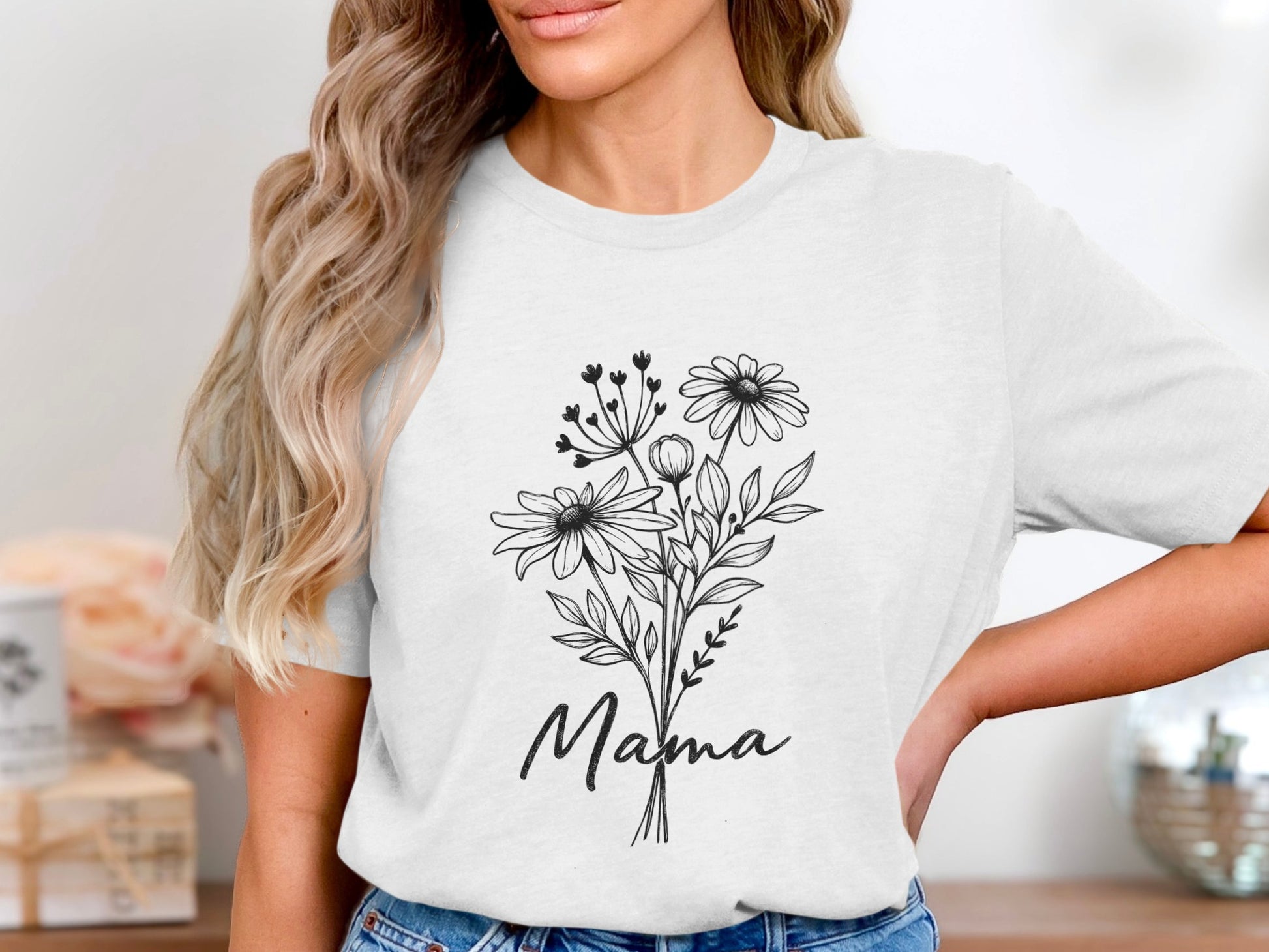 Mama Flowers Graphic T-Shirt for Women Casual Wear