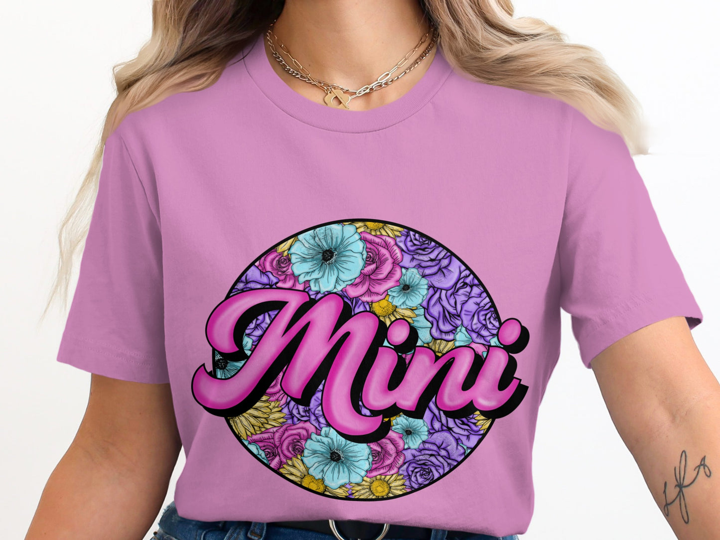Colorful Floral Mini Graphic T-Shirt for Women