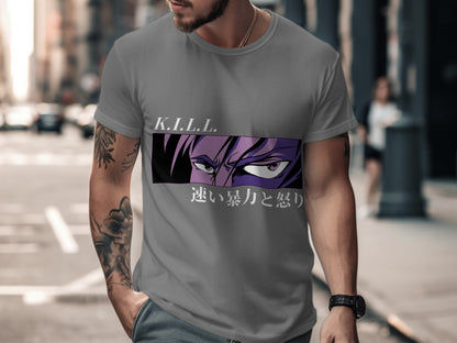 KILL Graphic Tee with Stylish Anime Character Print