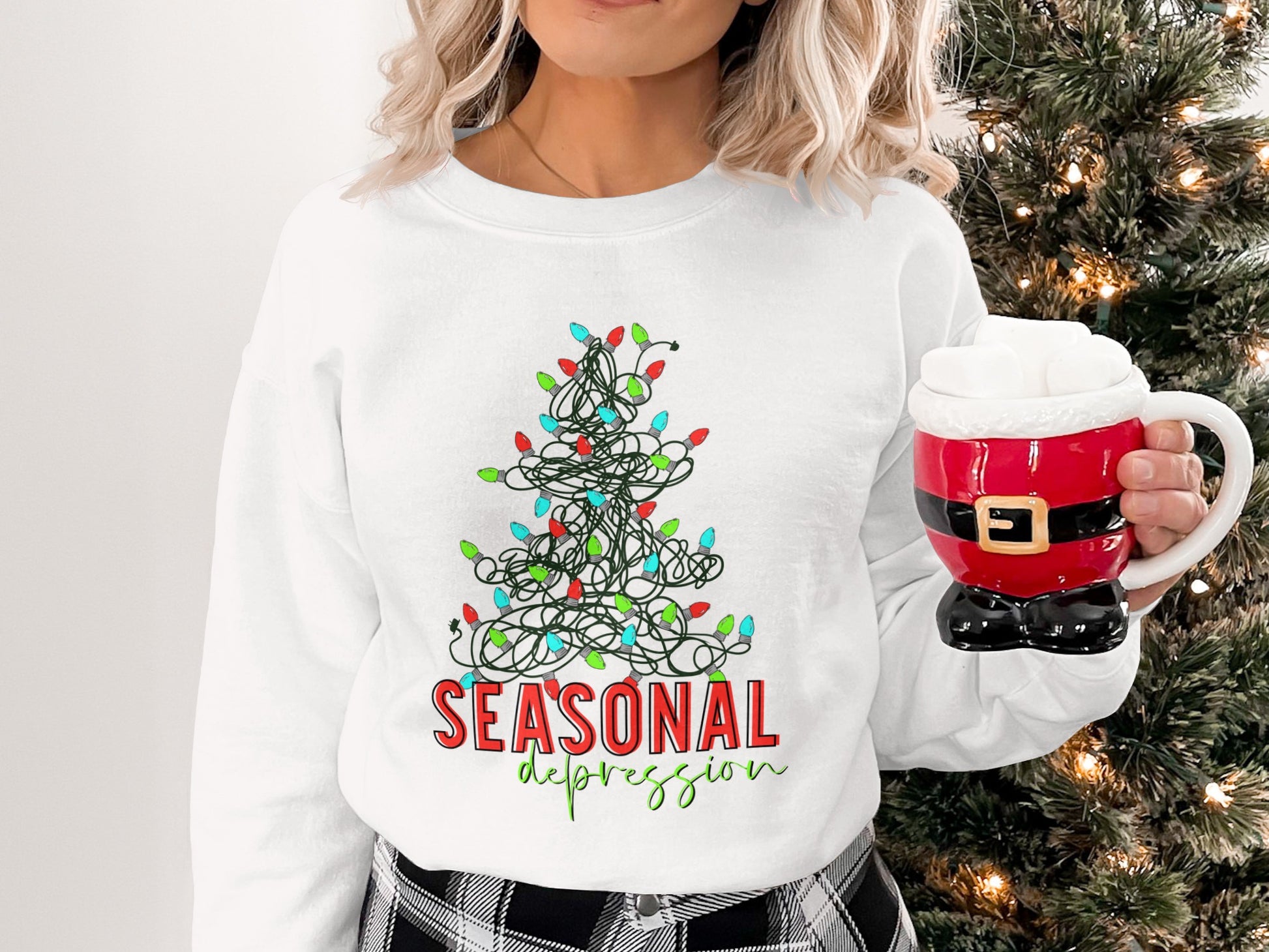 Festive Holiday Tree Design Seasonal Depression Sweater