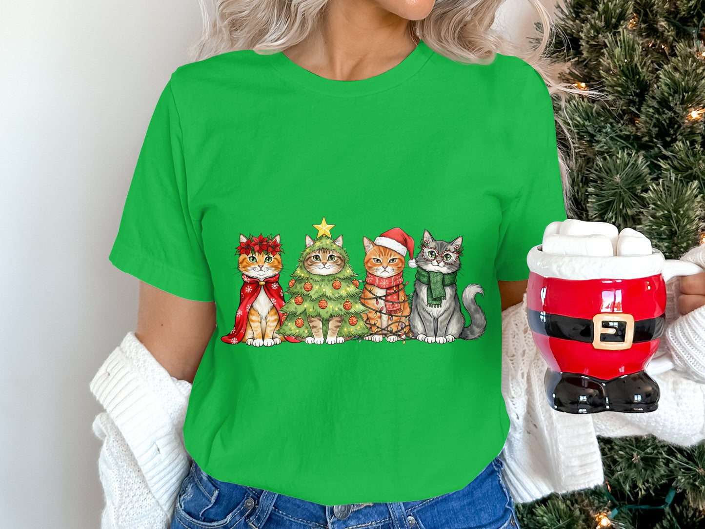 Adorable Christmas Cats Holiday Tee Product