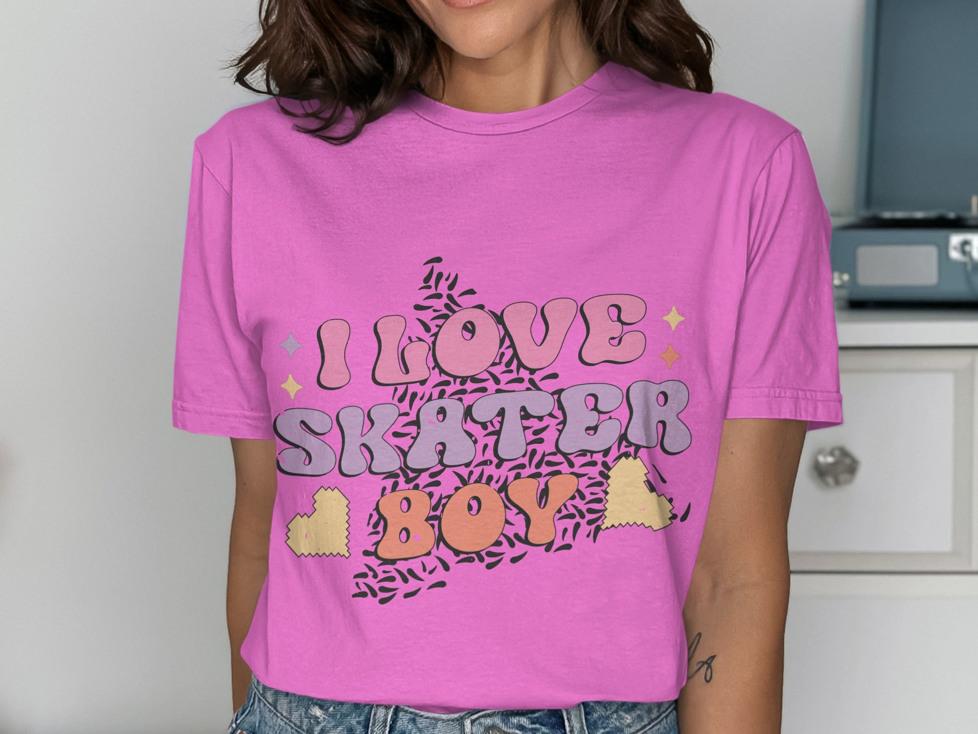 I Love Skater Boy Graphic Tee Statement Shirt