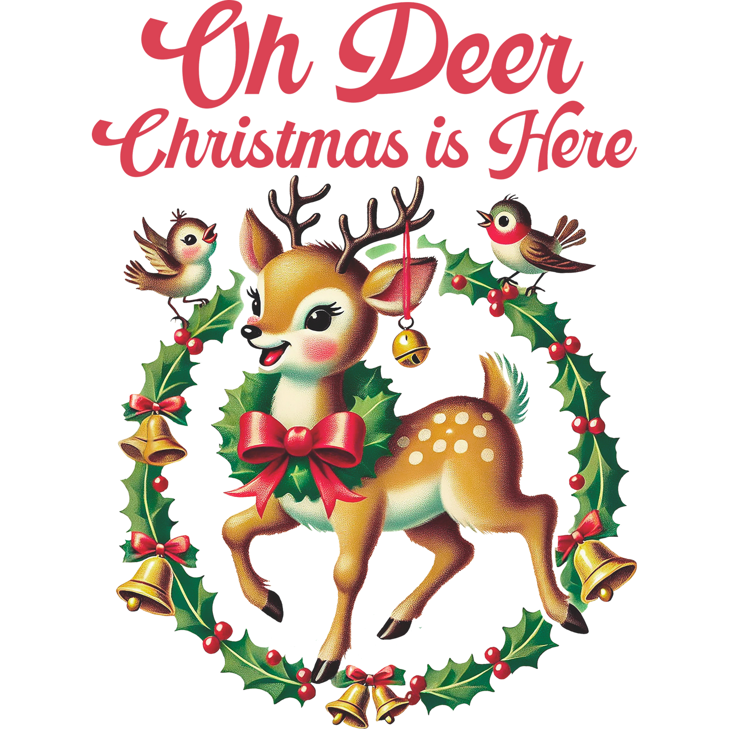 Oh Deer Christmas is Here Wreath with Deer Design