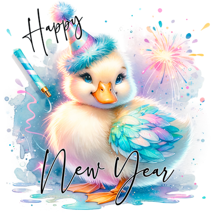 Happy New Year Adorable Duckling Art Print