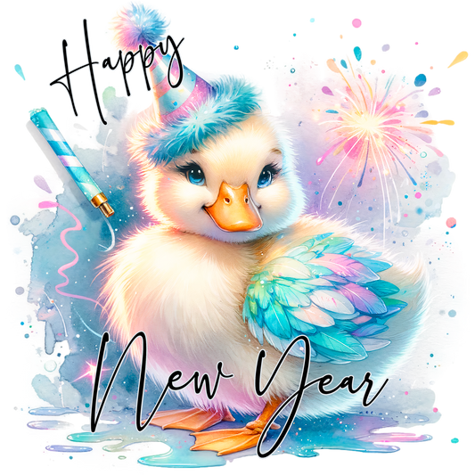 Happy New Year Adorable Duckling Art Print