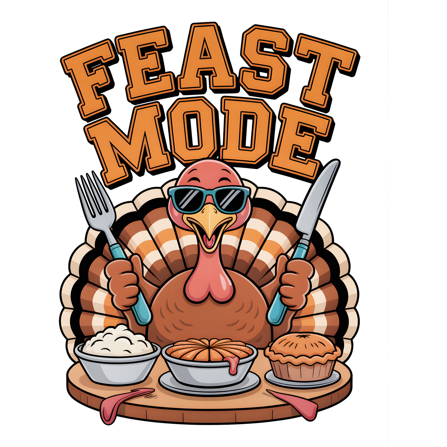 Feast Mode Graphic Turkey with Food Shirt