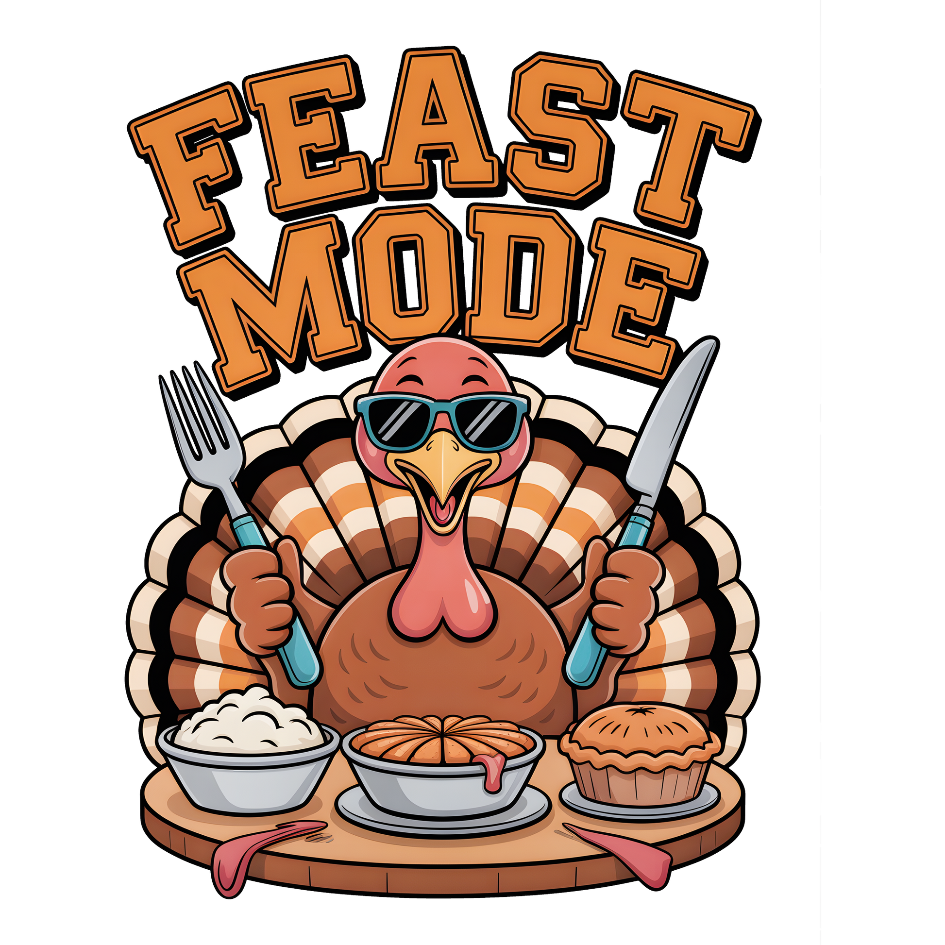 Feast Mode Graphic Turkey with Food Shirt
