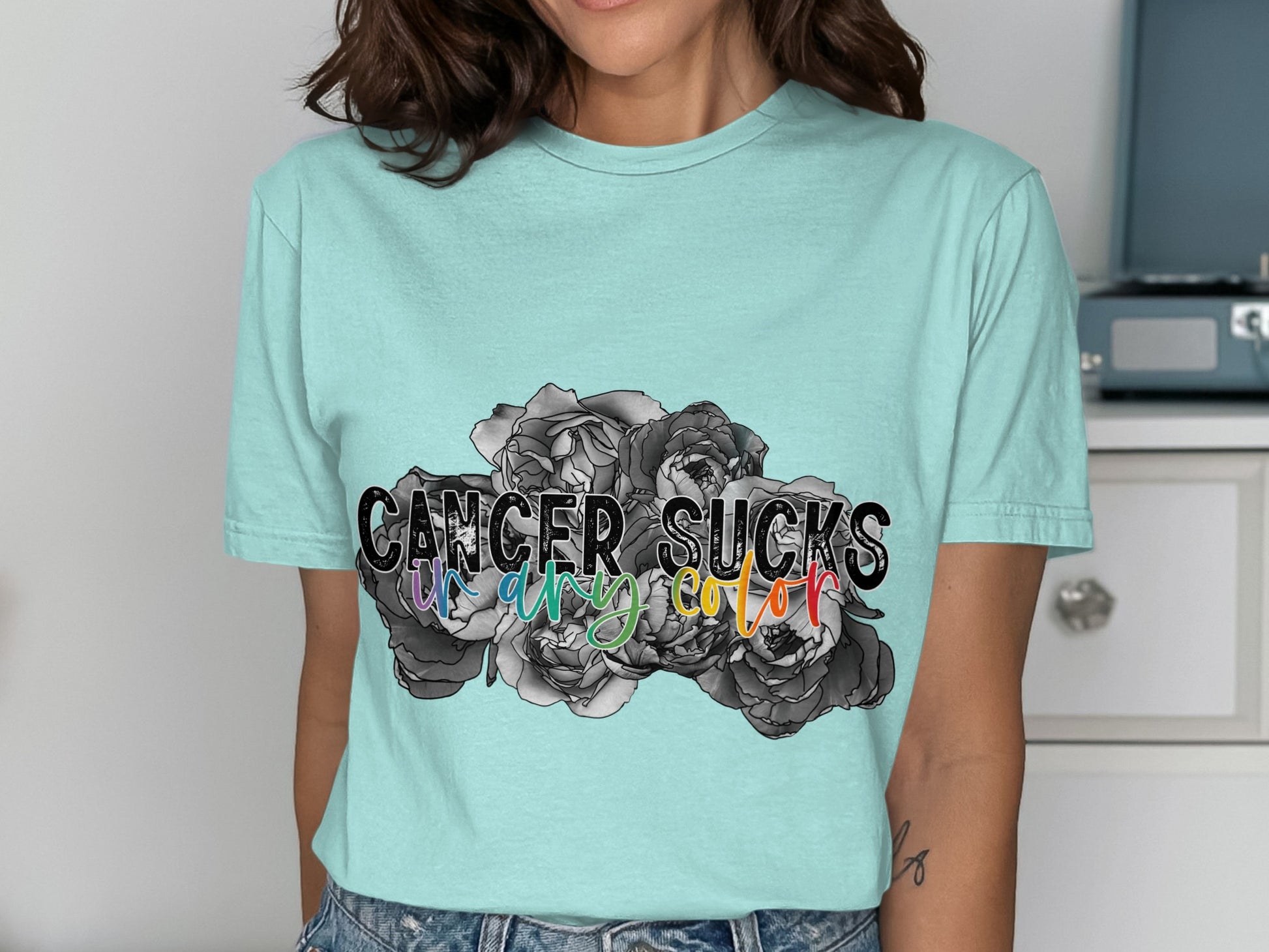 Cancer Sucks It's Day Color Floral T-shirt