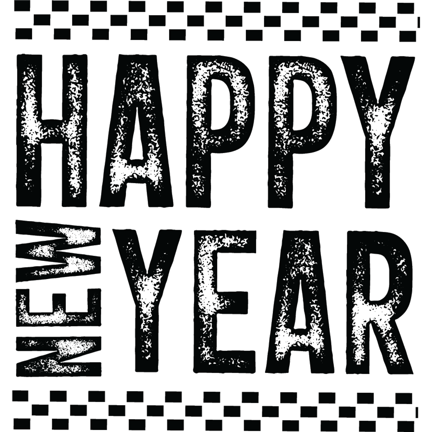 Bold Happy New Year Sign with Checkered Border product