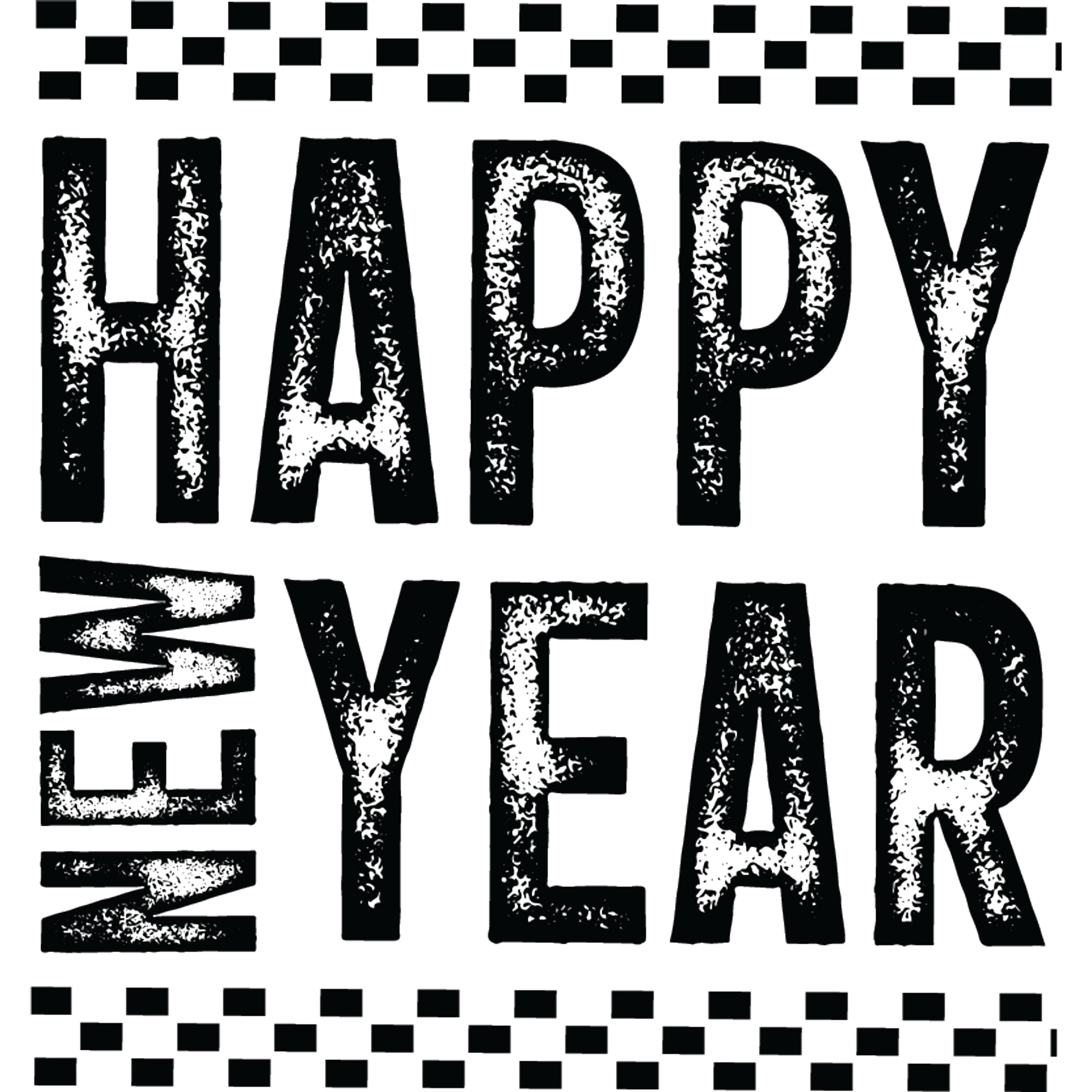 Bold Happy New Year Sign with Checkered Border product