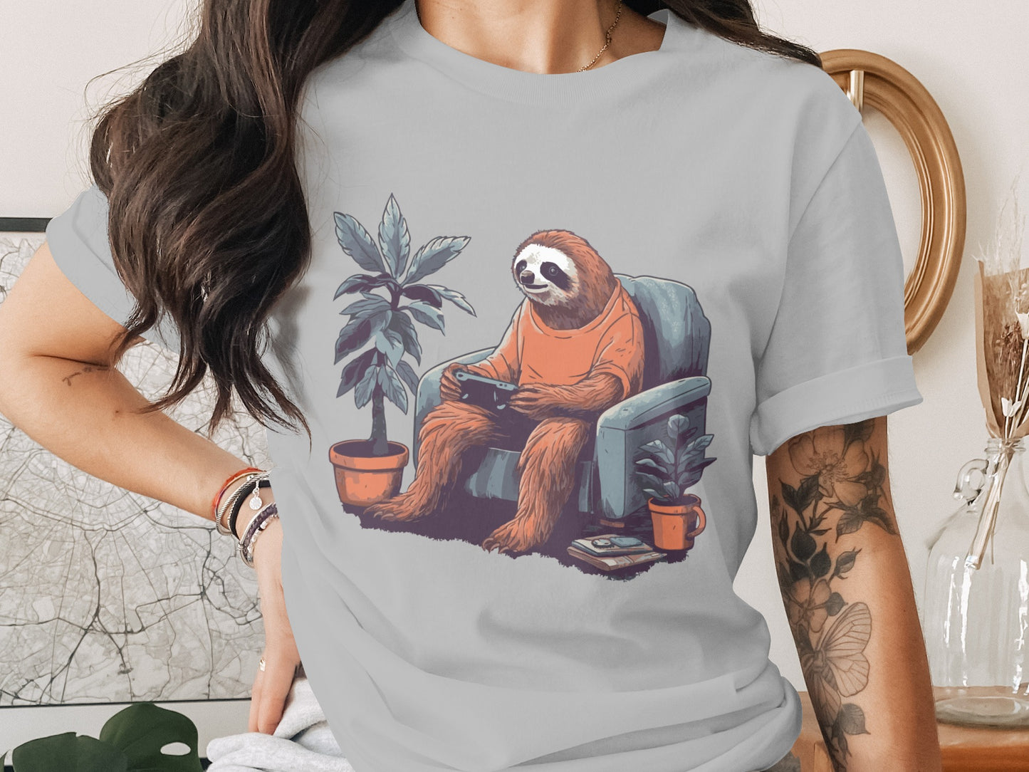 Relaxed Sloth Reading Book Cute Graphic Tee product