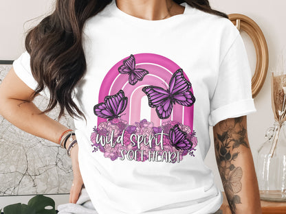 Wild Spirit Soft Heart with Butterflies Shirt