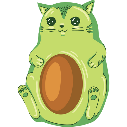 Cute Green Chubby Cartoon Cat Art Print for Sale