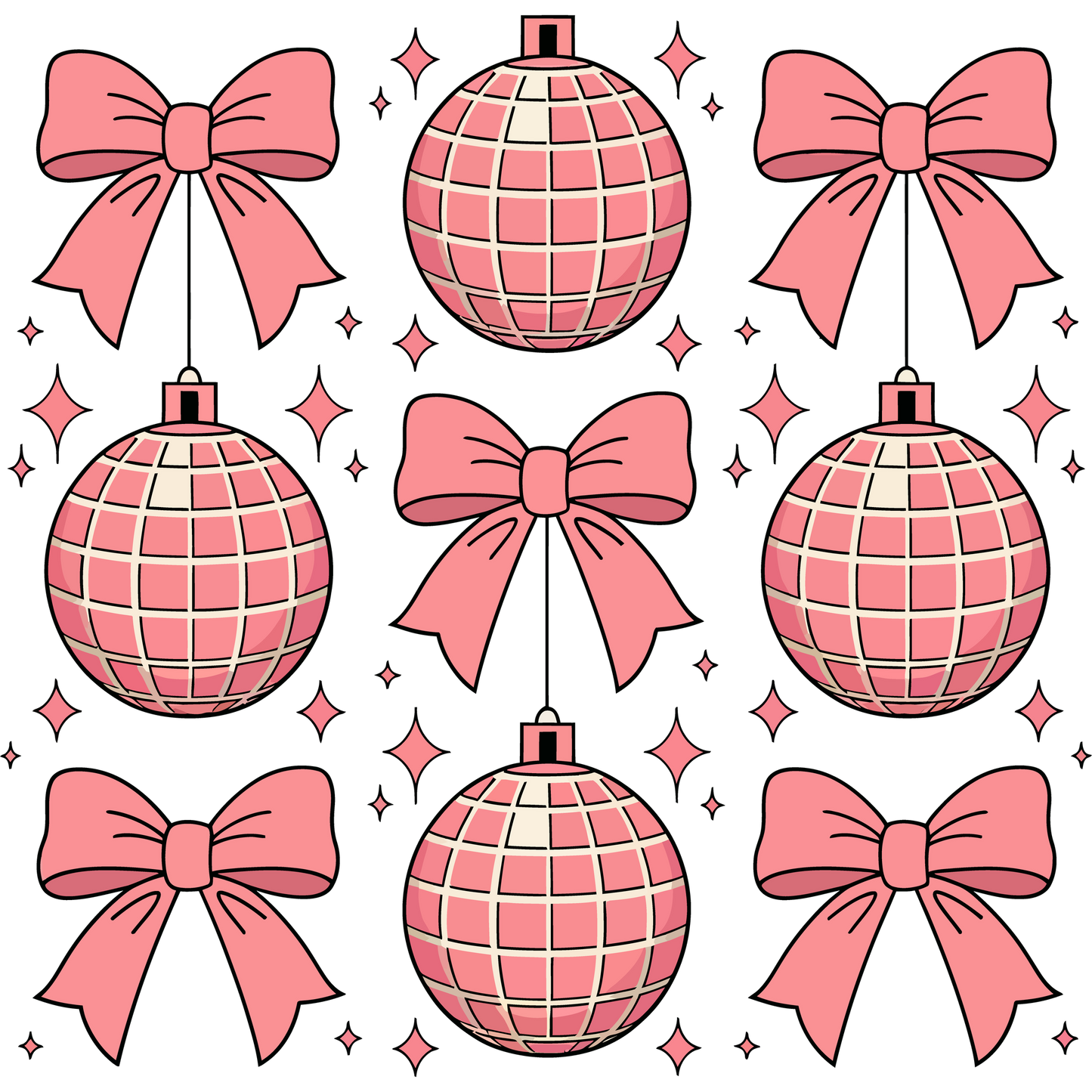 Festive Pink Disco Balls and Bows Holiday Decoration product