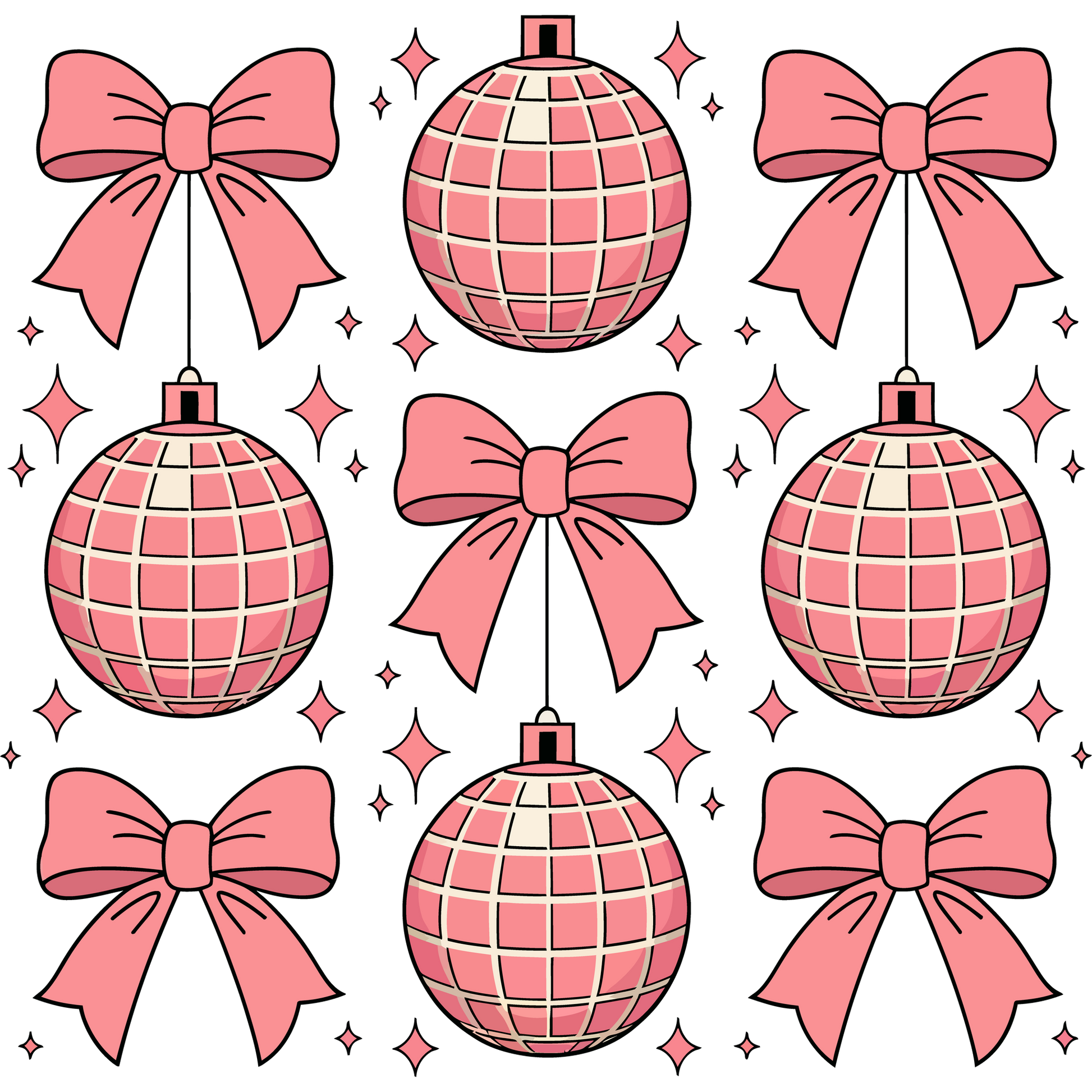 Festive Pink Disco Balls and Bows Holiday Decoration product