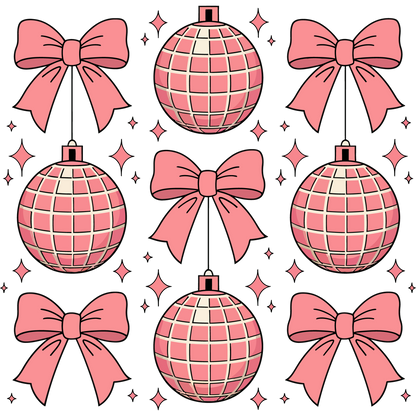 Festive Pink Disco Balls and Bows Holiday Decoration product