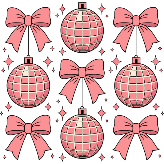 Festive Pink Disco Balls and Bows Holiday Decoration product